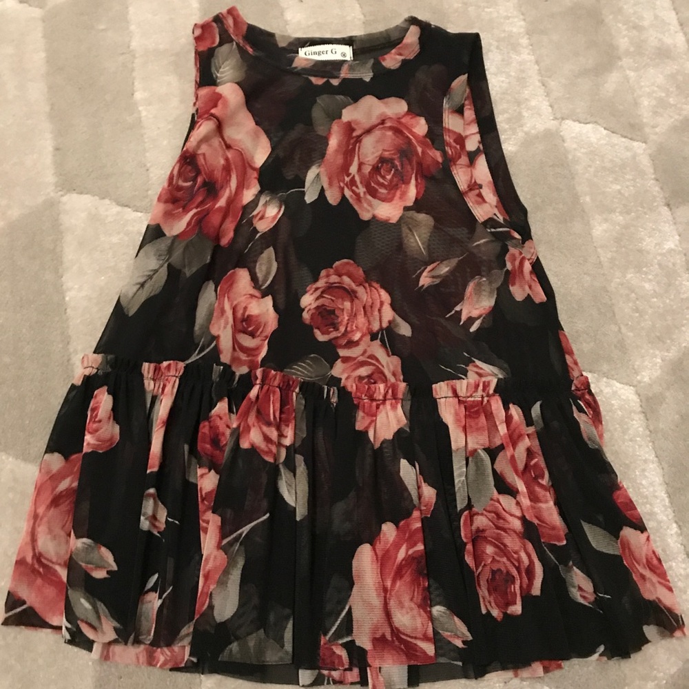 Sheer Black floral no sleeve top